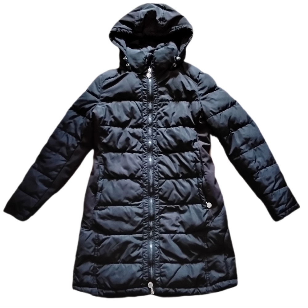 Andrew Marc Womens Long Puffer Jacket with Fleece Lining On Hood‎ Size Small